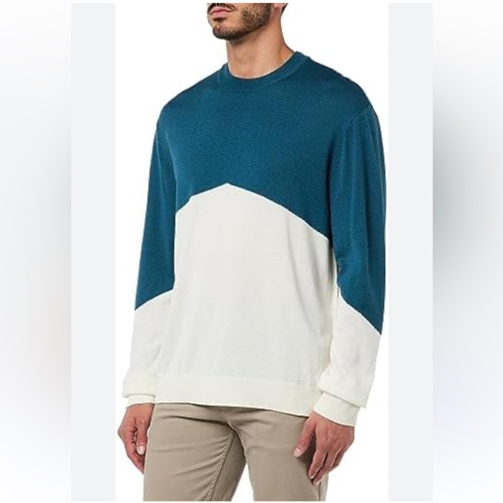 NWT Armani Exchange Wool Blend Pullover Sweater Men’s Size M Blue/White $110